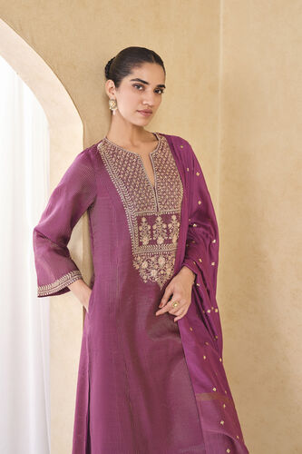 Ranjika Handwoven Maheshwari Suit Set - Purple, Purple, image 3